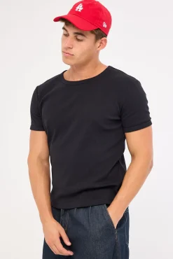 Ascot Tight Ribbed Cotton Tee Black