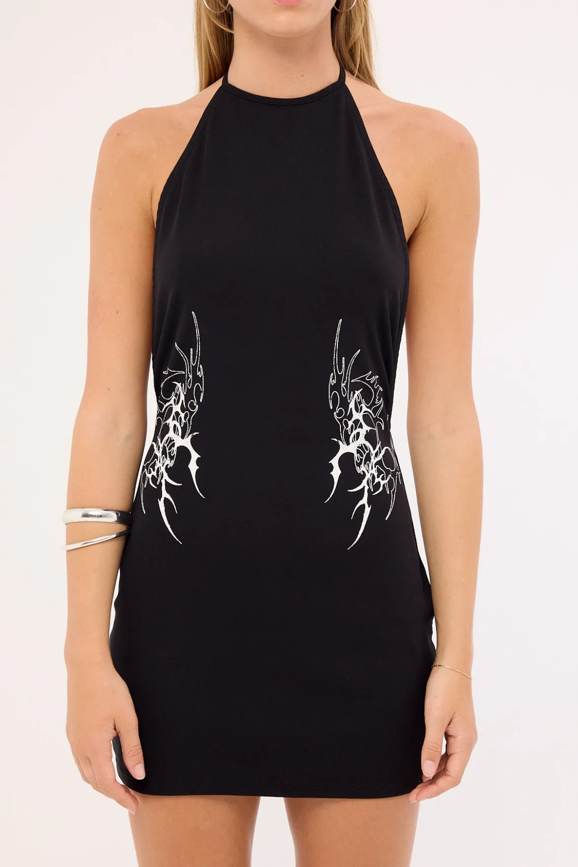 Ashborne Open Back Mini Dress Washed Black