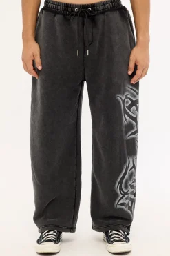 Ashline Barrel Leg Track Pant Washed Black