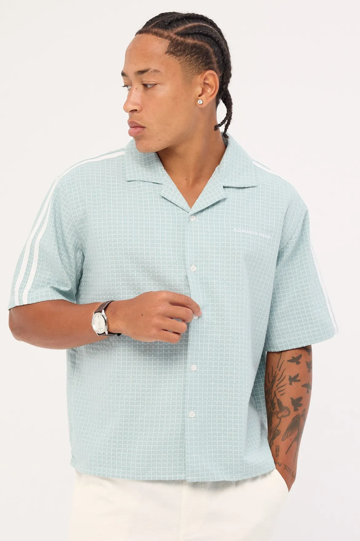 Aspect Boxy Cropped Resort Shirt Powder Blue
