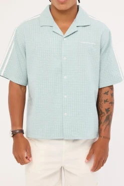 Aspect Boxy Cropped Resort Shirt Powder Blue