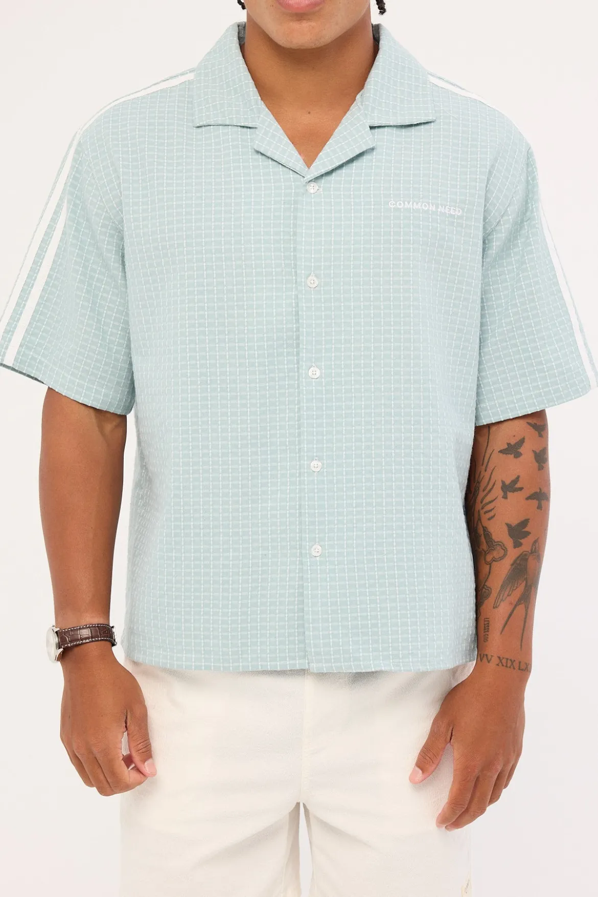 Aspect Boxy Cropped Resort Shirt Powder Blue