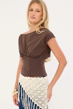 Asta Cinched Waist T-shirt Brown