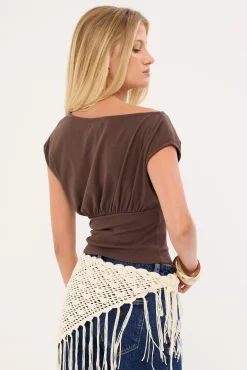 Asta Cinched Waist T-shirt Brown