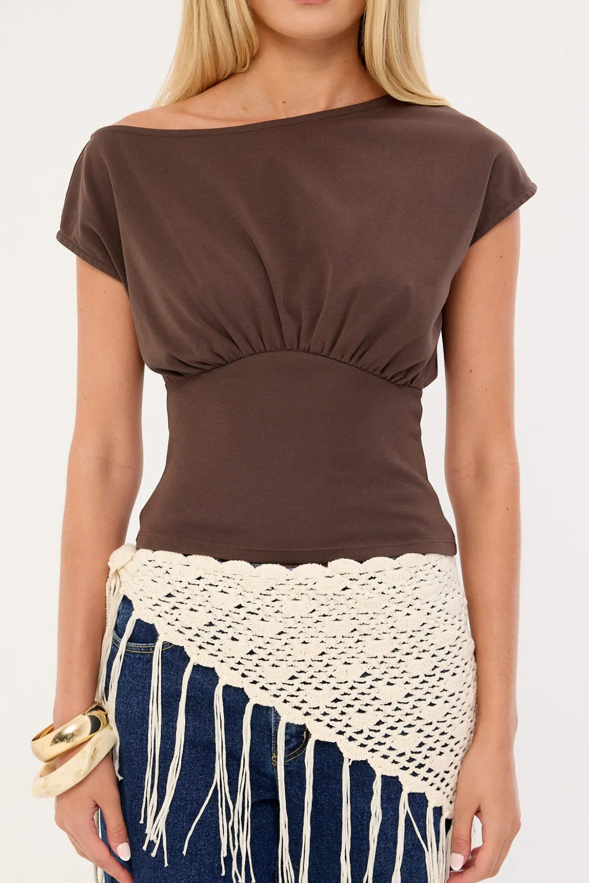 Asta Cinched Waist T-shirt Brown