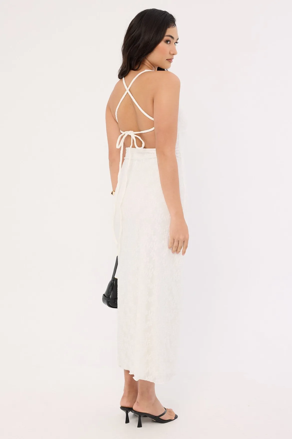 Aster Halter Tie Back Maxi Dress White