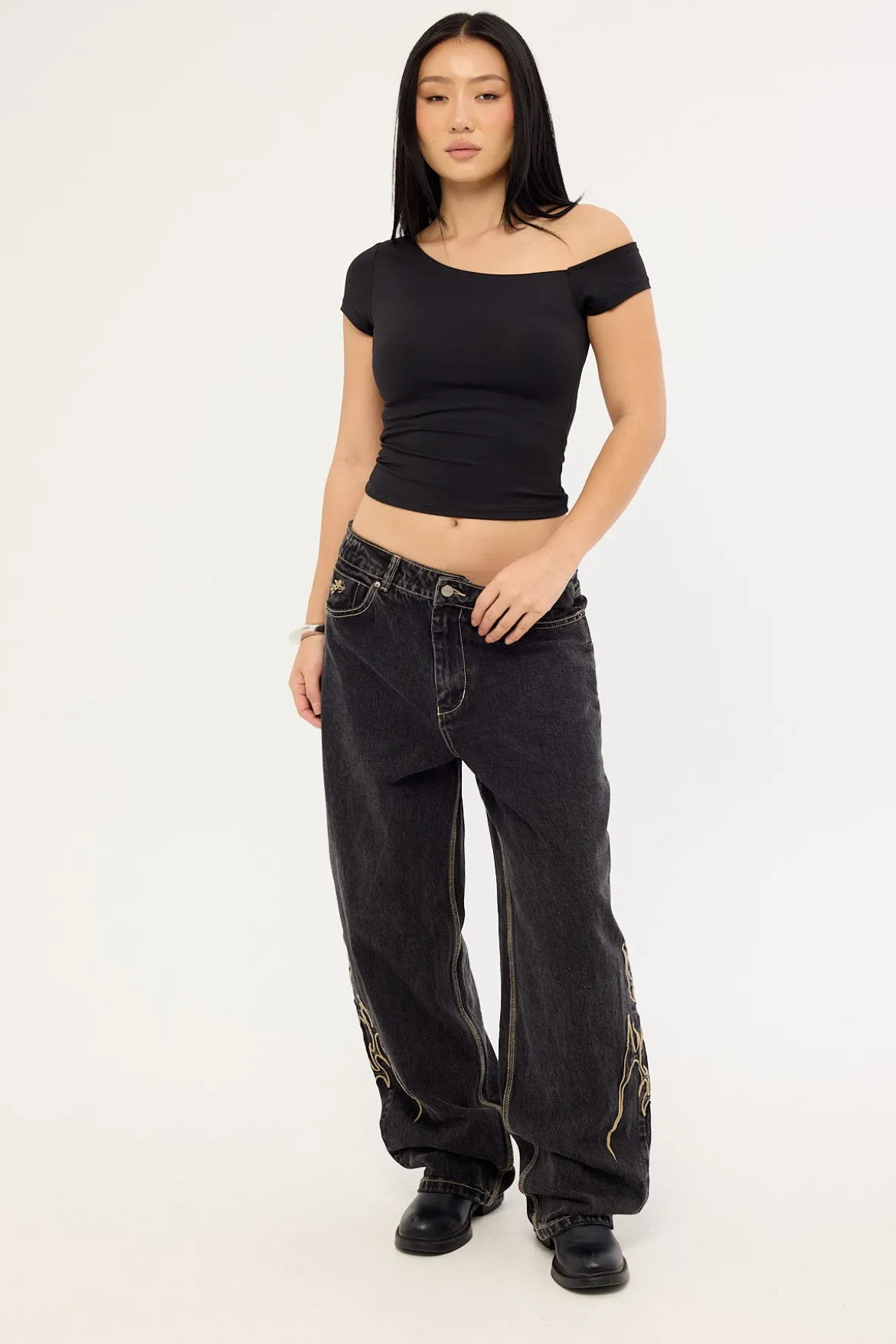 At Peace Big Baggy Jean Black Rinse Denim