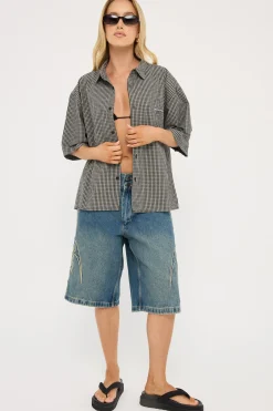 At Peace 00s Baggy Denim Short Dirty Mid Blue