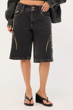 At Peace 00s Big Baggy Denim Short Black Rinse