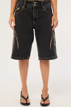 At Peace 00s Big Baggy Denim Short Black Rinse