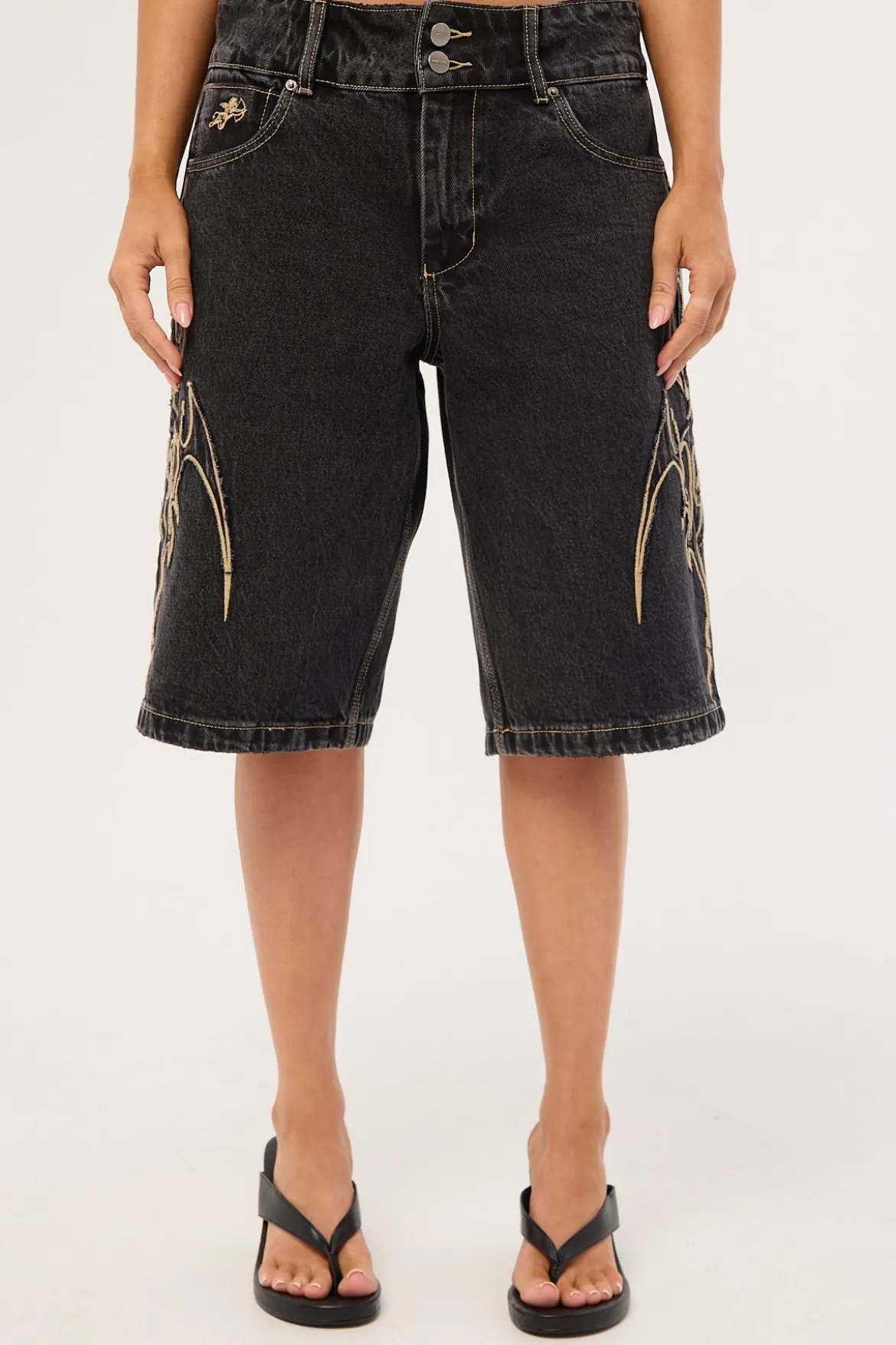 At Peace 00s Big Baggy Denim Short Black Rinse