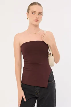 Athena Strapless Knit Top Chocolate