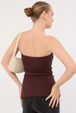 Athena Strapless Knit Top Chocolate