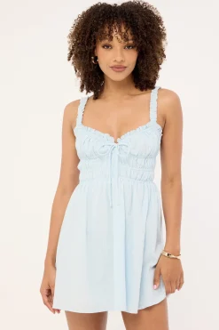 Atheni Gathered Mini Dress Light Blue