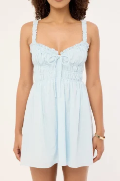 Atheni Gathered Mini Dress Light Blue
