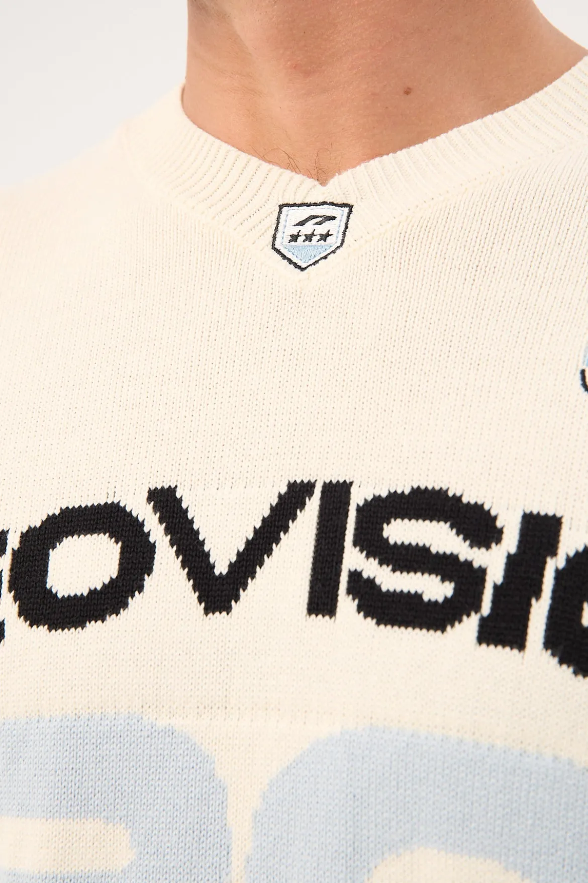 Athloop V Neck Knit Jersey Off White