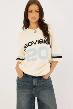 Athloop V Neck Knit Jersey Off White