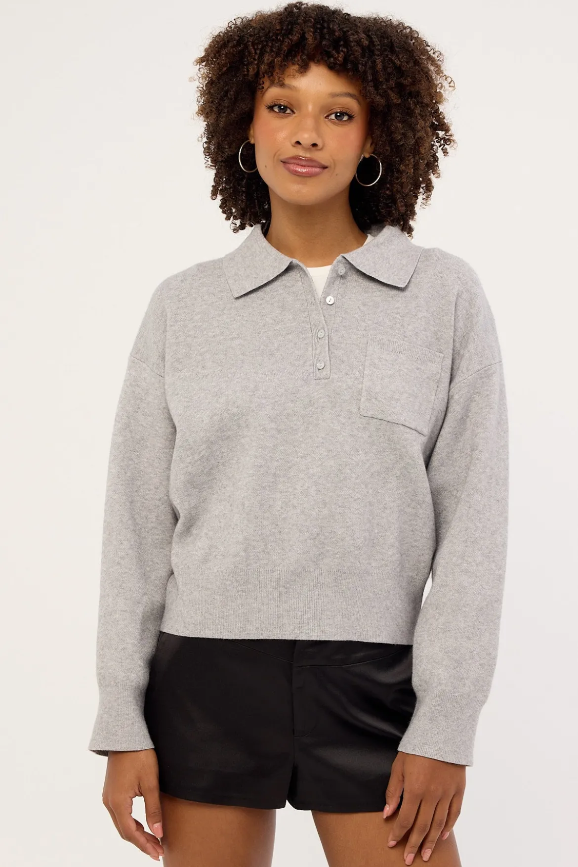 Aubrey Long Sleeve Knit Jersey Grey Marle