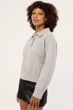 Aubrey Long Sleeve Knit Jersey Grey Marle