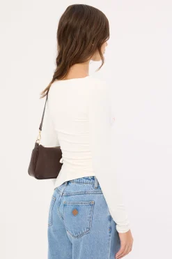 August Asymmetrical Long Sleeve Top White Print