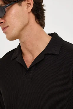Austin Pleated Polo Black