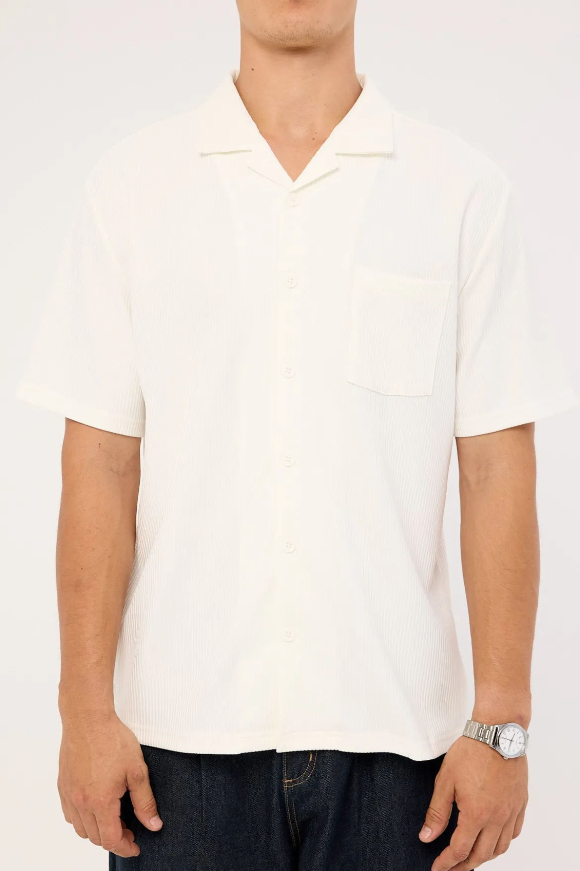 Austin Pleated Resort Shirt White