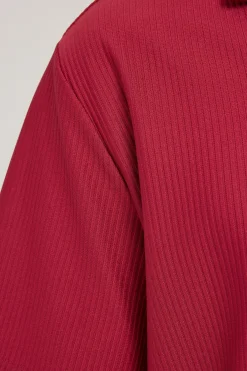 Austin Pleated Resort Shirt Burgundy