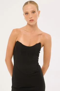 Aveline Strapless Corset Maxi Dress Black