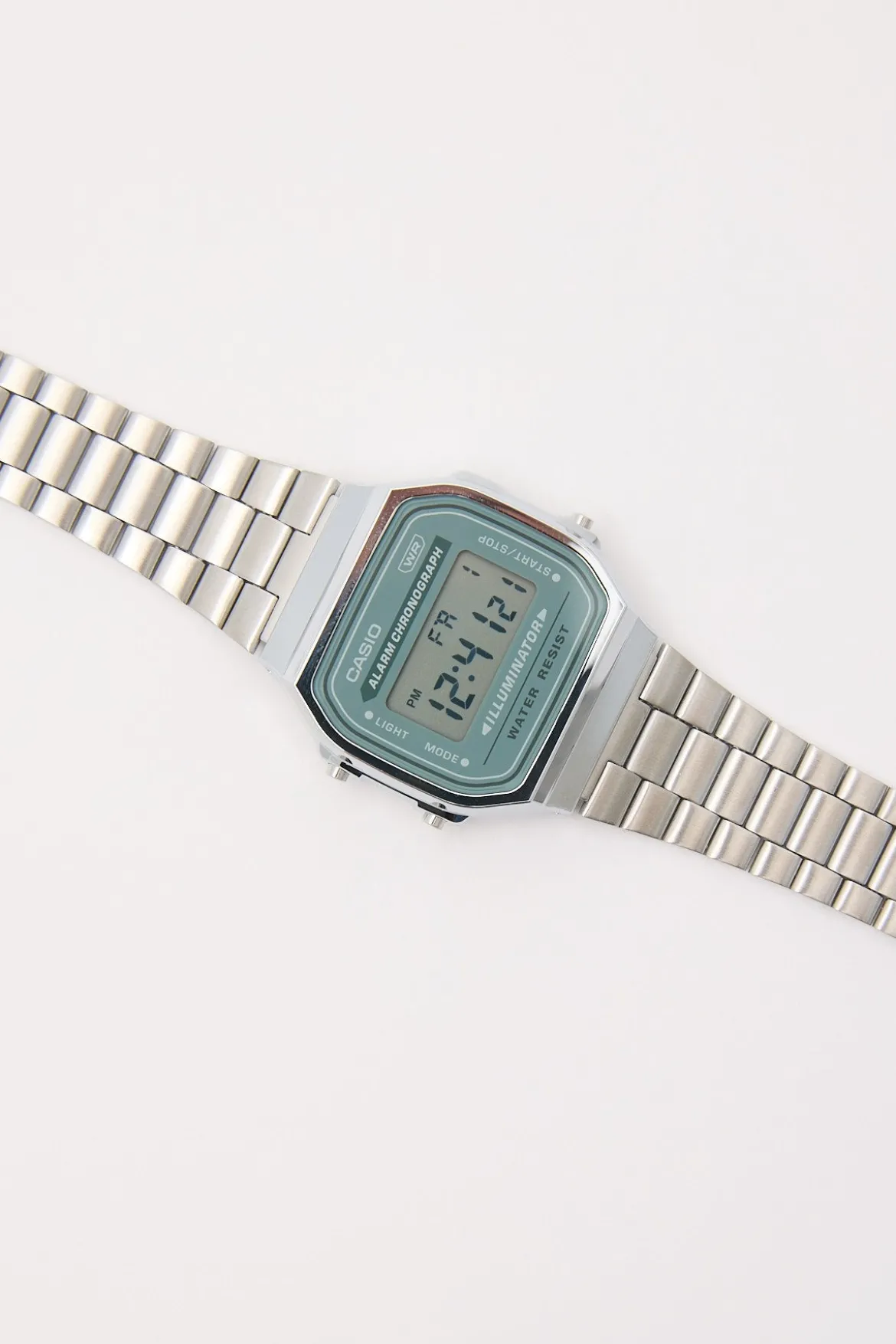 A168WA-3A Analogue Watch Silver/Green