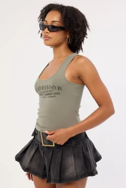 Backlash Racer Tank Top Khaki Green