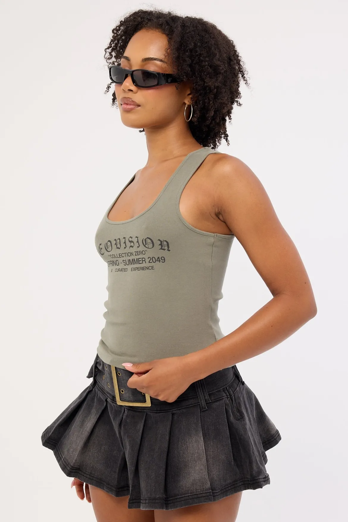 Backlash Racer Tank Top Khaki Green