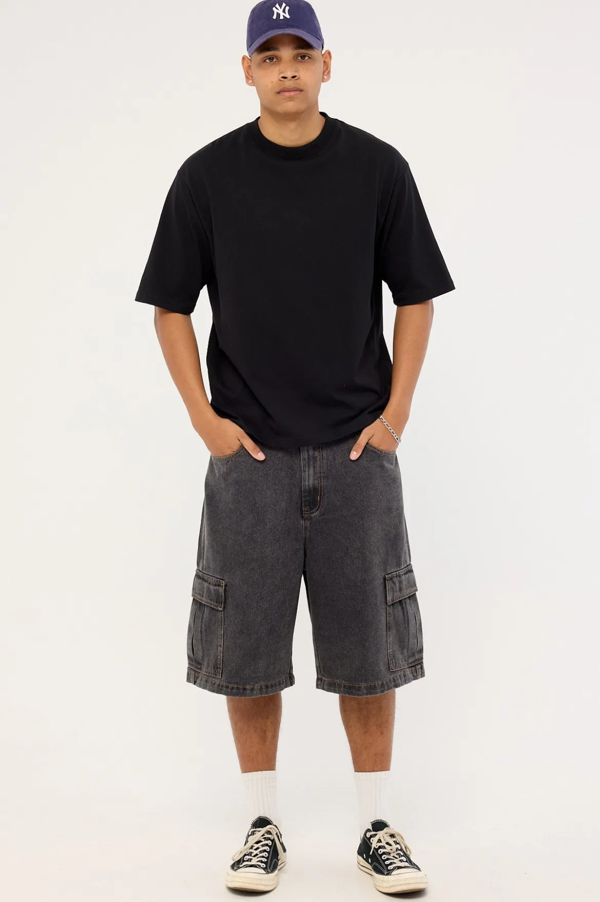 Baggy Cargo Denim 91 Short Washed Black