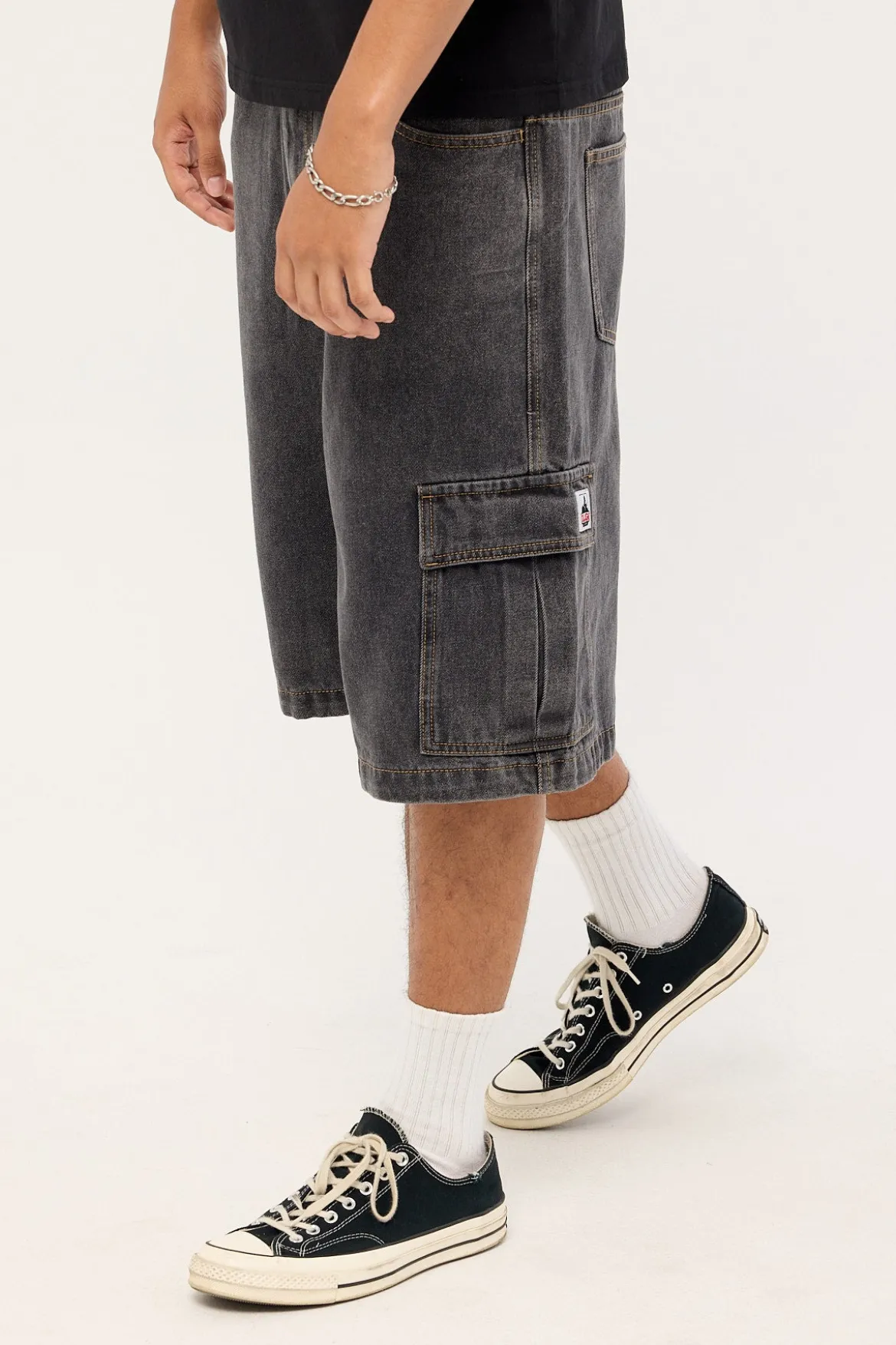 Baggy Cargo Denim 91 Short Washed Black