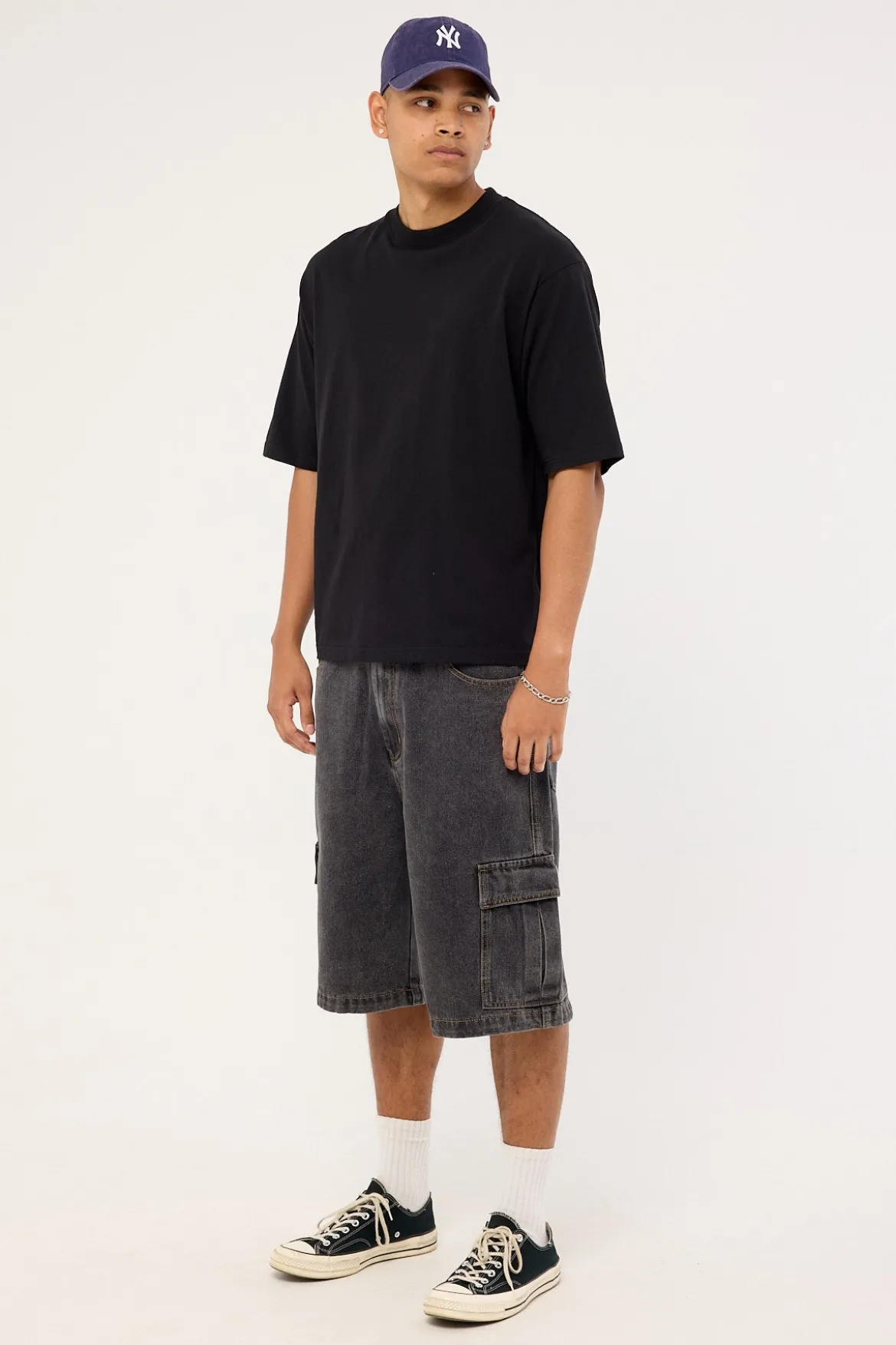 Baggy Cargo Denim 91 Short Washed Black