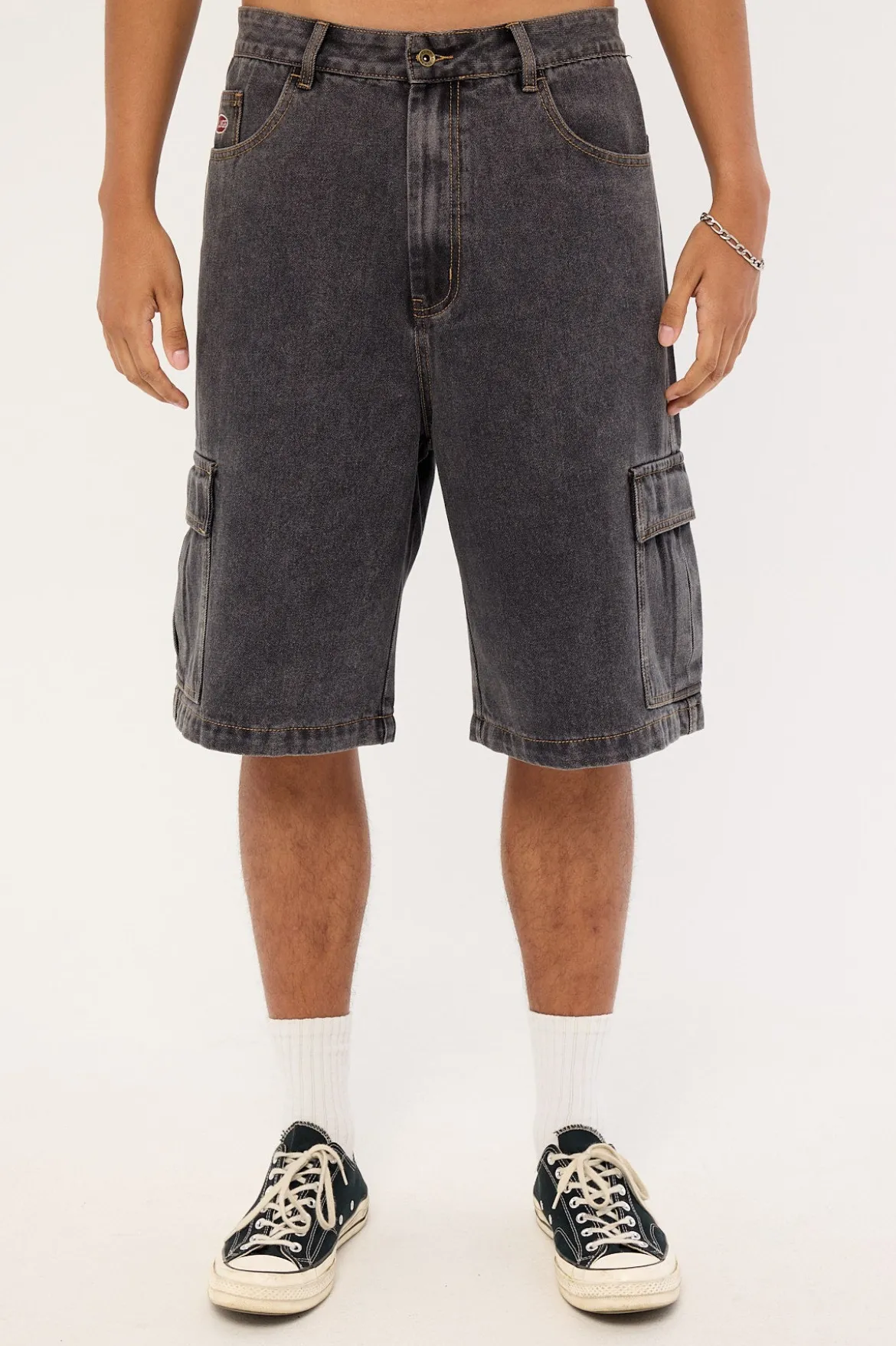 Baggy Cargo Denim 91 Short Washed Black