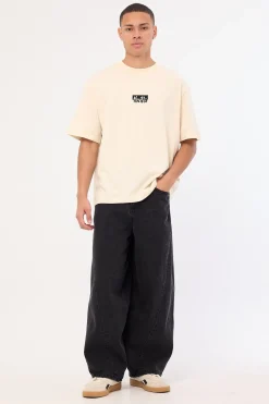 Barrel Leg Denim Jean Aged Black