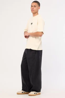 Barrel Leg Denim Jean Aged Black