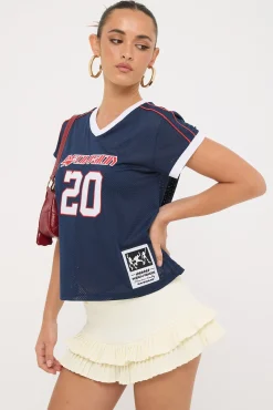 Baseline V Neck Jersey Relaxed Tee Navy