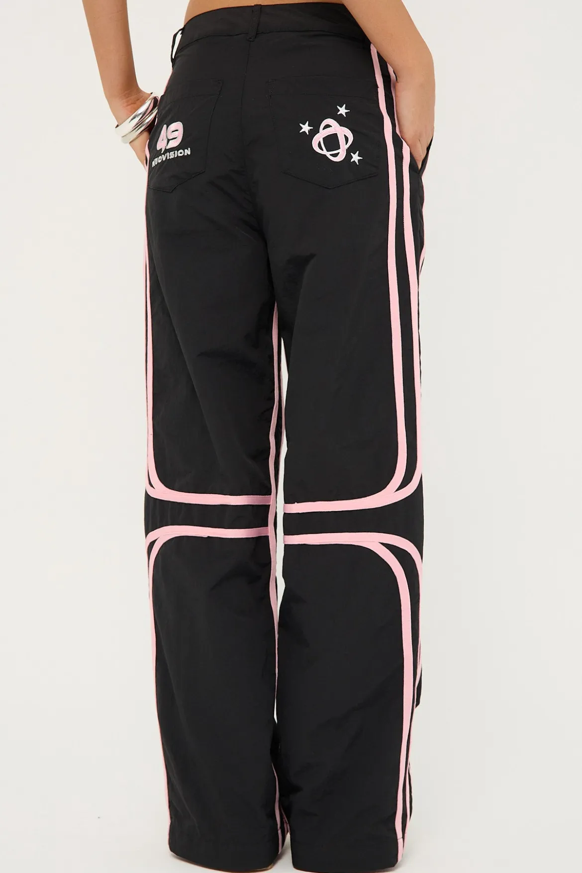 Batsu Contrast Nylon Cargo Pant Black