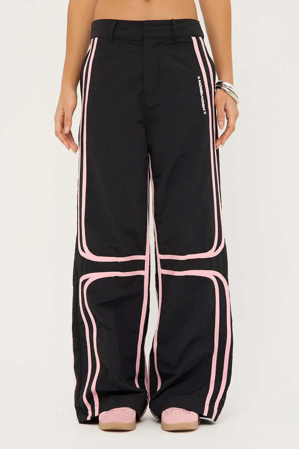 Batsu Contrast Nylon Cargo Pant Black
