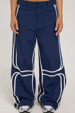 Batsu Contrast Nylon Cargo Pant Ink Navy