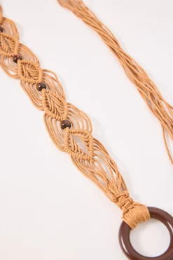 Beaded Macrame Belt Brown