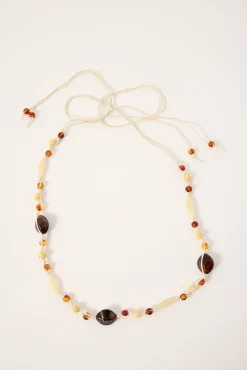 Beaded Tie Belt Cream