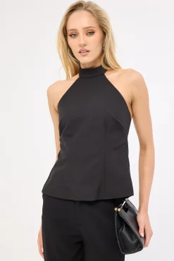 Beck Buckle Halter Top Black