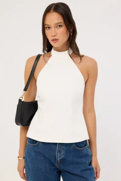 Beck Buckle Halter Top Off White