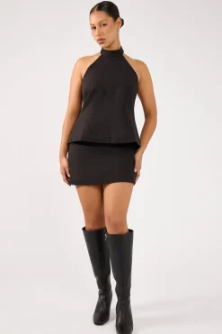 Beck Buckle Mini Skirt Black
