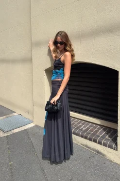 Belle Maxi Skirt Blue Print