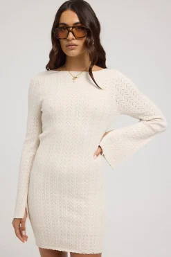 Bellsy Long Sleeve Mini Dress - White