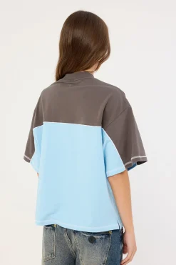 Belter Panelled Box Fit Tee Willow Blue