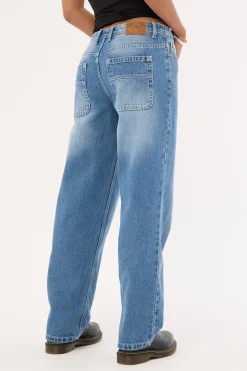 Bethany Baggy Low Rise Jean Blasted Middy Blue